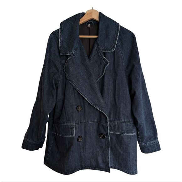 Free People Oversized Slouchy Relaxed Fit Lined Medium Wash Denim Jacket - Picture 2 of 8